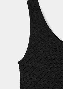 Asymmetric openwork knit top — Black 7