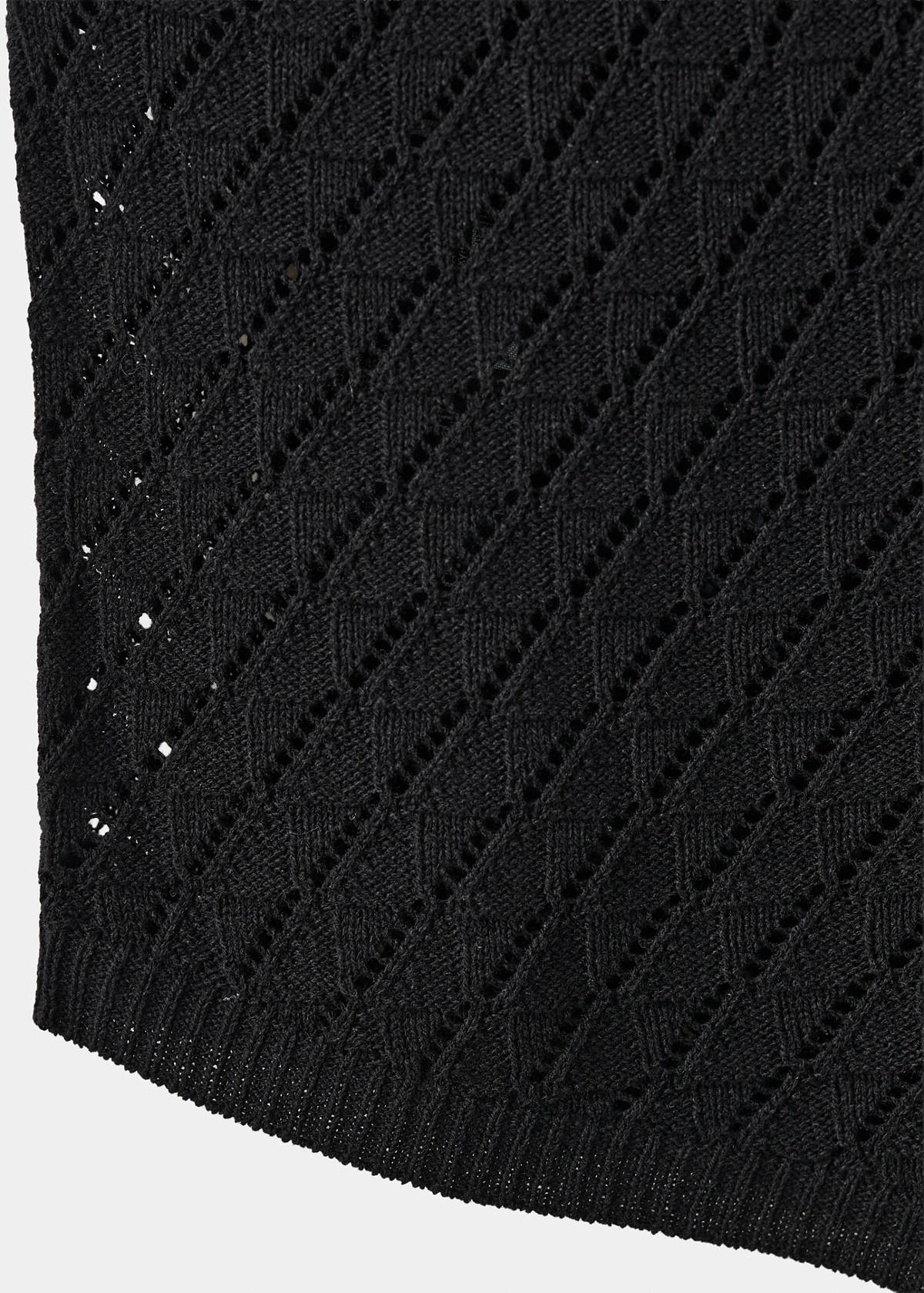Asymmetric openwork knit top — Black