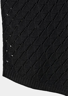 Asymmetric openwork knit top — Black 8