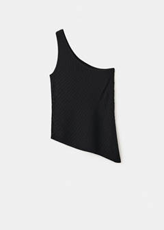 Asymmetric openwork knit top — Black 6