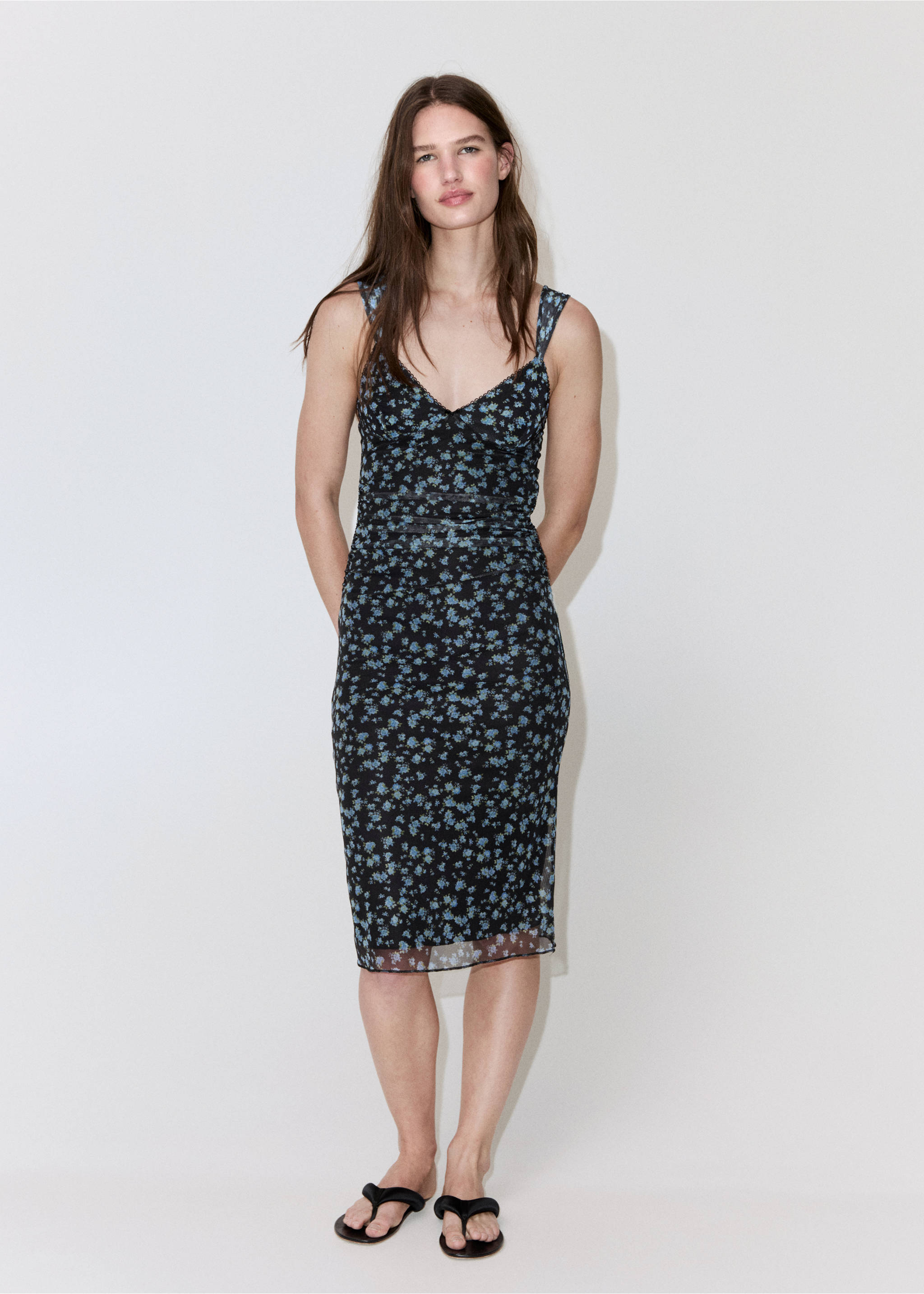 Midi floral dress - General plane, Black. Ref: 37001396-00.