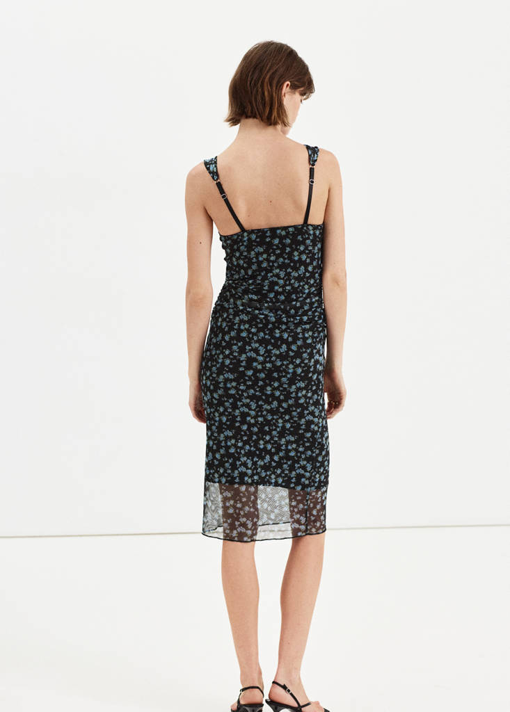 Floral print tulle dress — Black