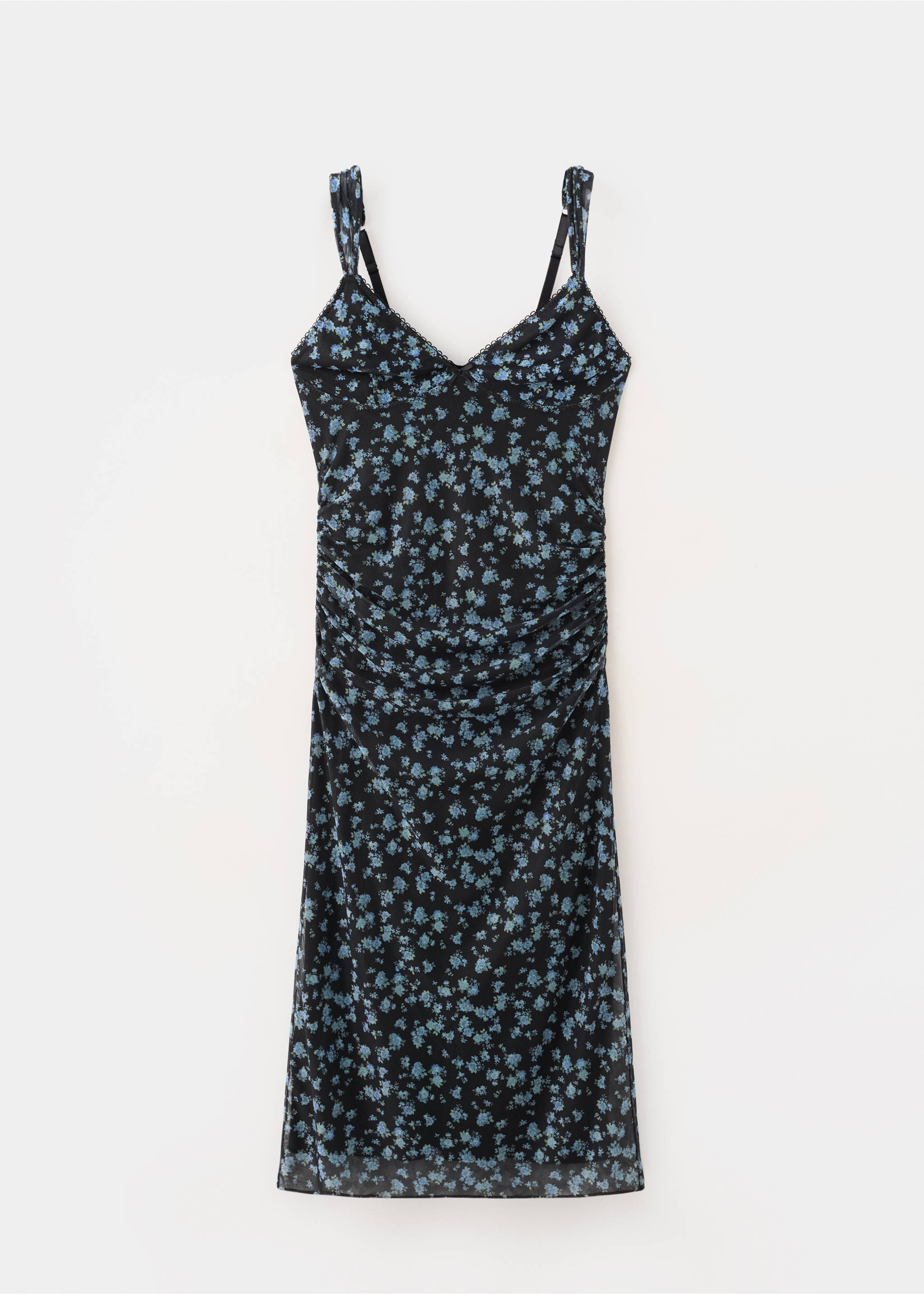 Midi floral dress - Article without model, Black. Ref: 37001396-00.