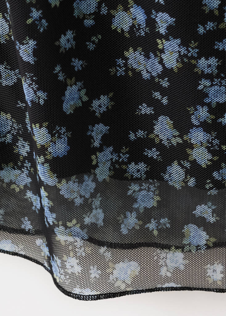 Floral print tulle dress — Black