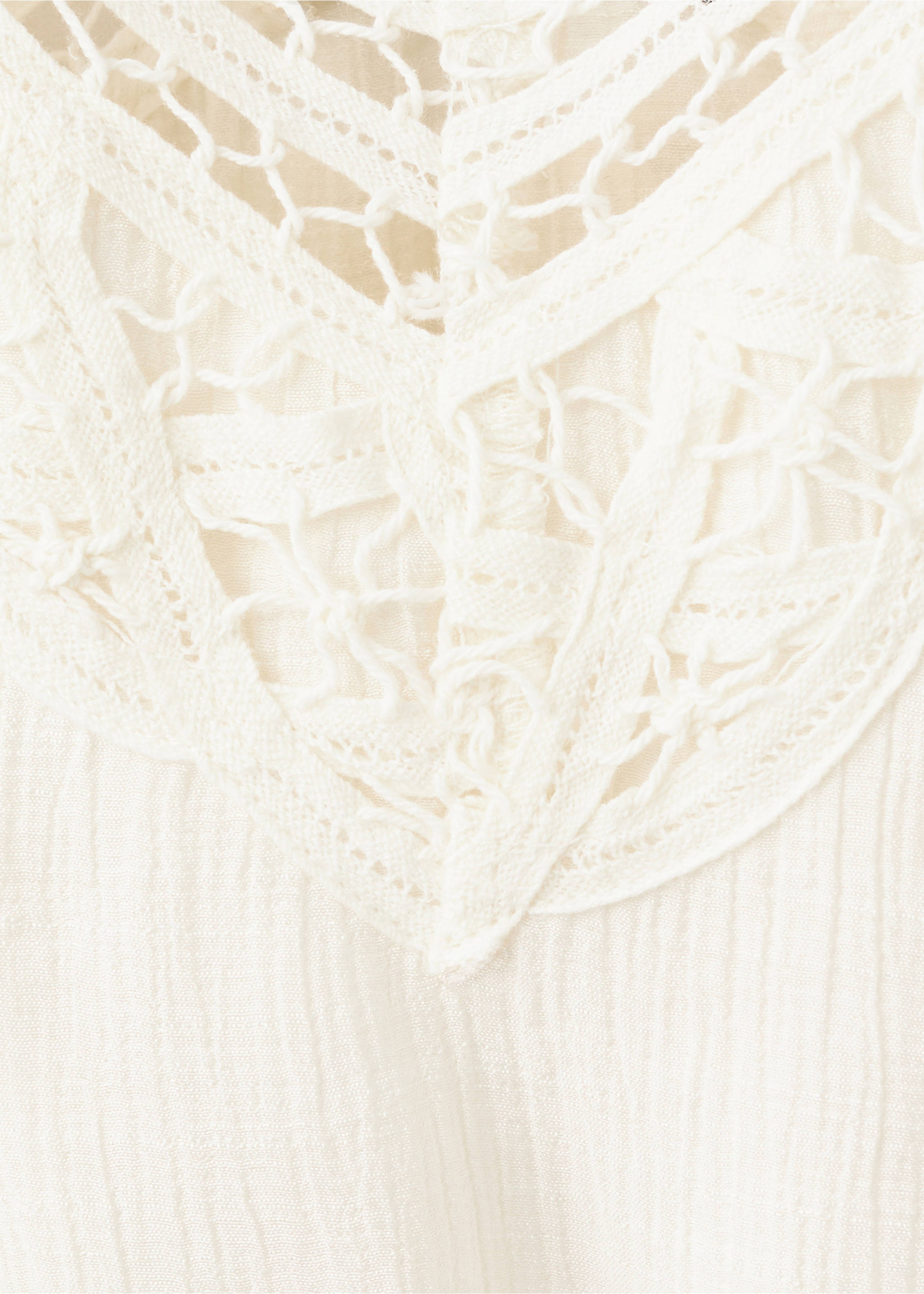 Embroidered cutwork crinkle dress - Details of the article 8, Ecru. Ref: 37001398-00.