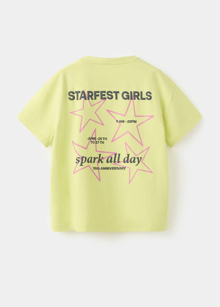Printed cotton-blend t-shirt — Lime