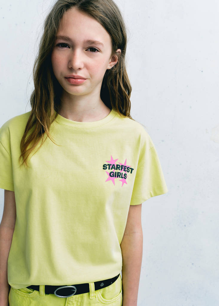 Printed cotton-blend t-shirt — Lime