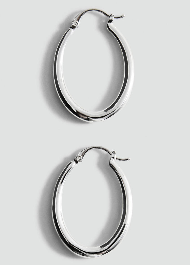 Oval hoop earrings — Silver