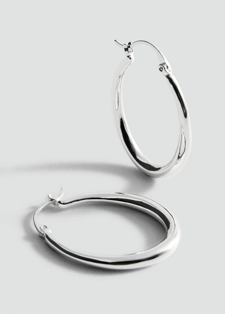 Oval hoop earrings — Silver