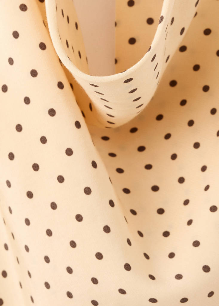 Polka dot dress with draped collar — Pastel Yellow