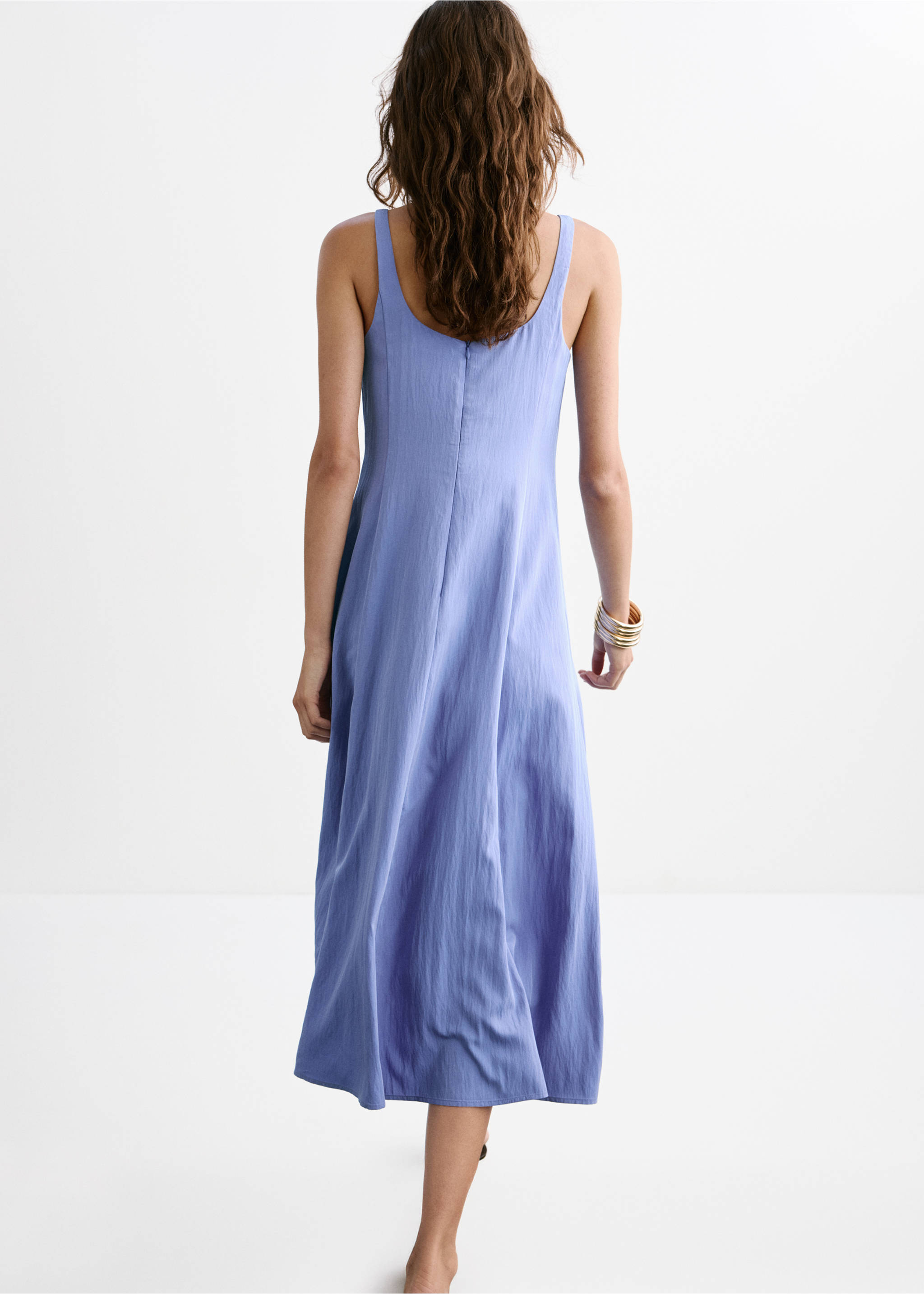 A-line crinkle effect dress - Reverse of the article, Blue. Ref: 37001409-00.