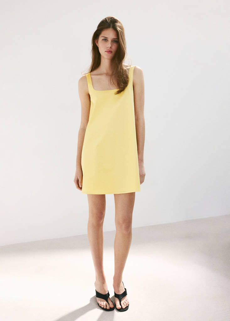 Flared cotton dress — Pastel Yellow