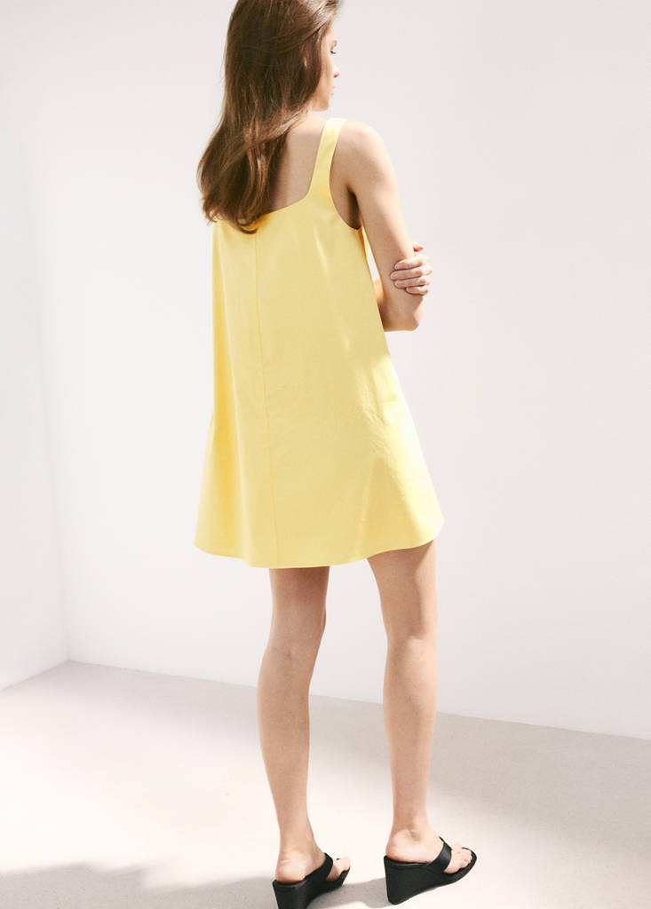 Flared cotton dress — Pastel Yellow