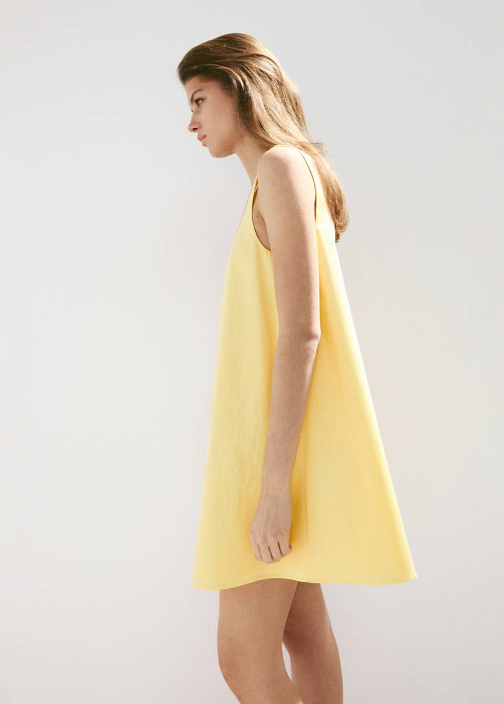 Flared cotton dress — Pastel Yellow