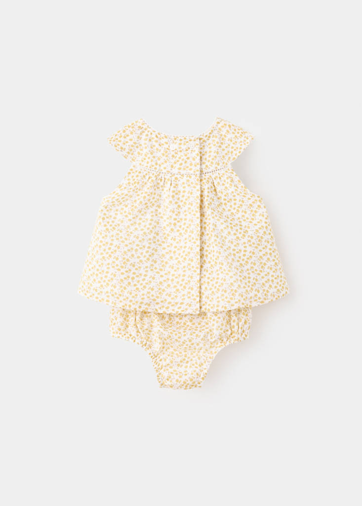 Cotton dress and romper with floral print