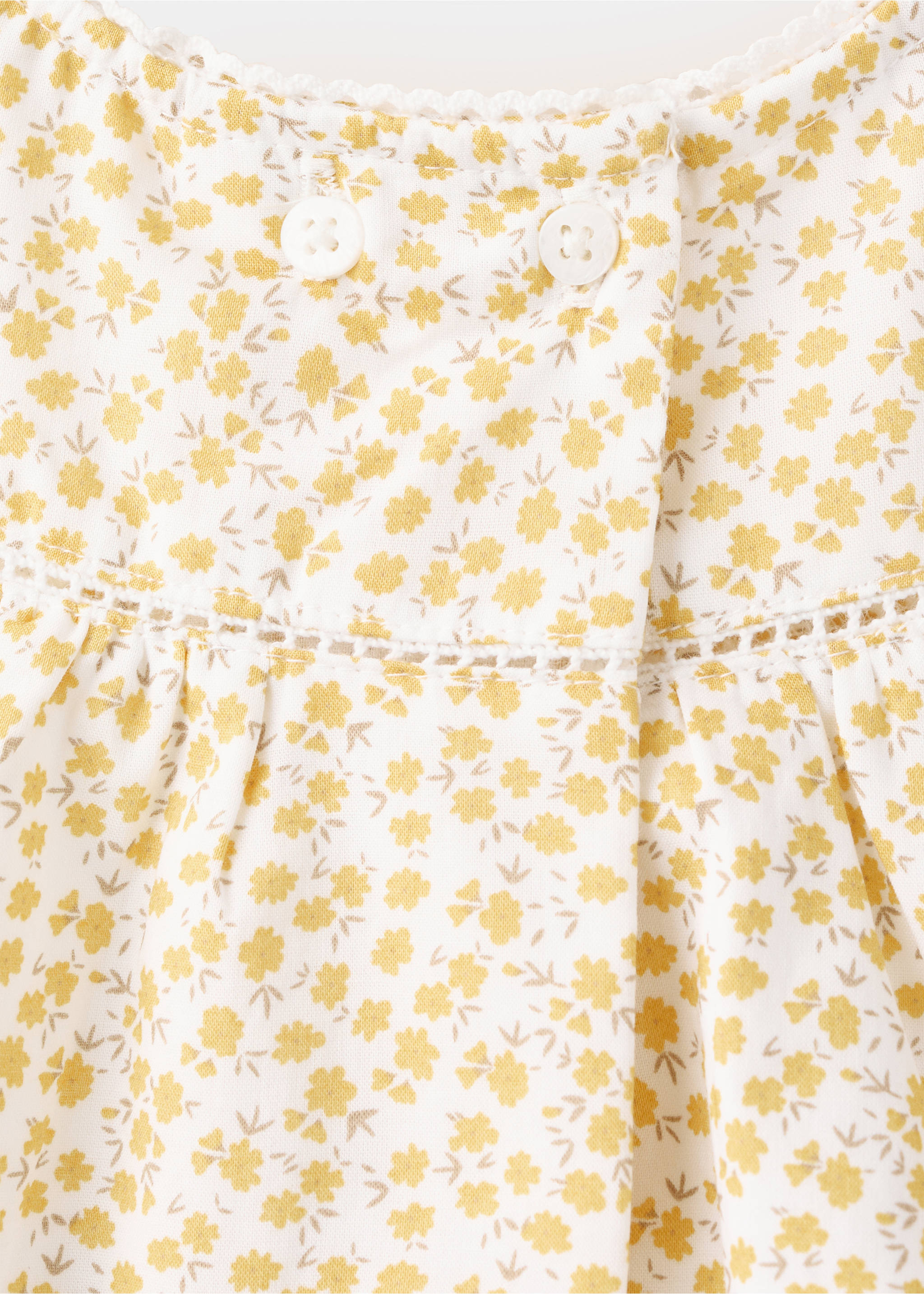 Vestido y ranita algodón estampado de flores - Detalle del artículo 8, Amarillo. Ref: 37001411-00.
