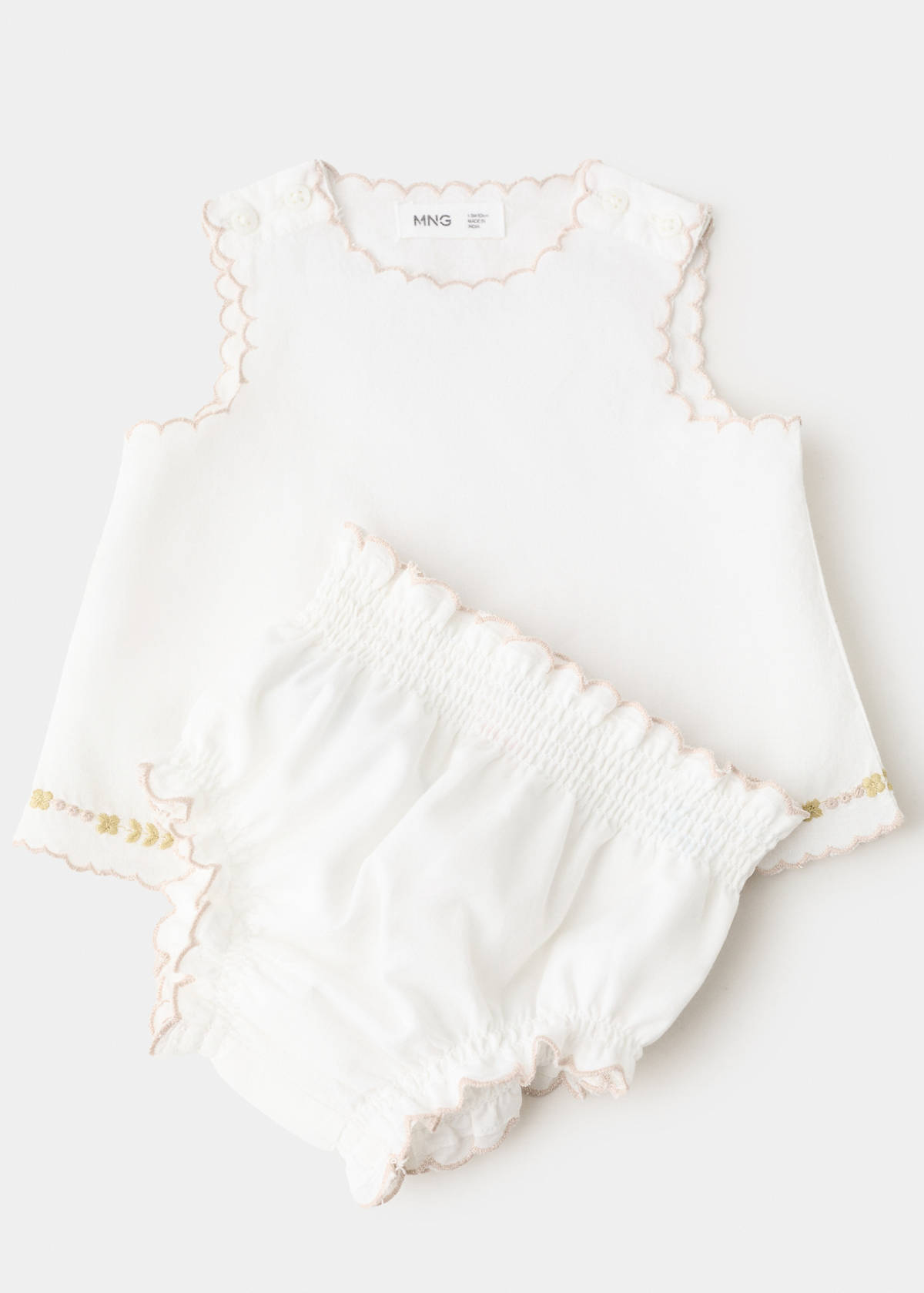 Dress and frog with embroidered details — Off White