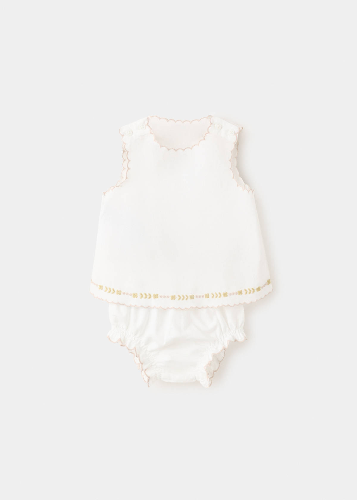Dress and frog with embroidered details — Off White