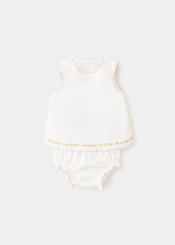 Dress and frog with embroidered details — Off White