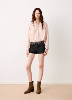 Studded mini shorts — Black denim 2
