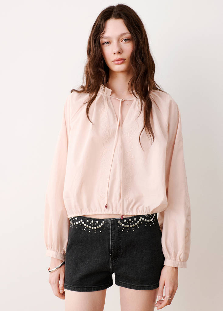 Studded mini shorts — Black denim