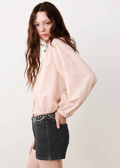 Studded mini shorts — Black denim 3