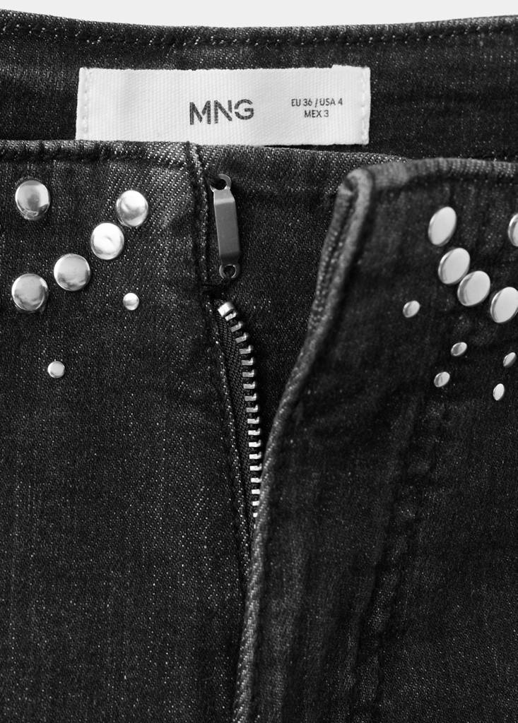 Studded mini shorts — Black denim