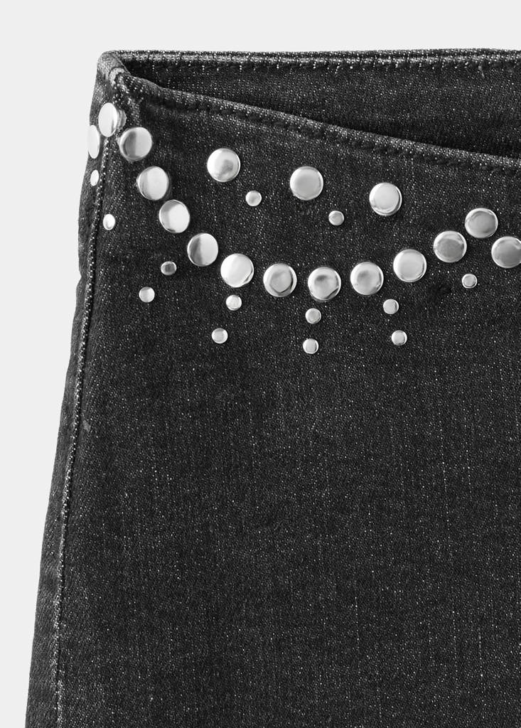Studded mini shorts — Black denim