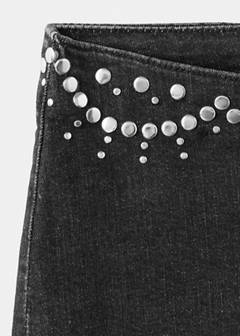 Studded mini shorts — Black denim 7
