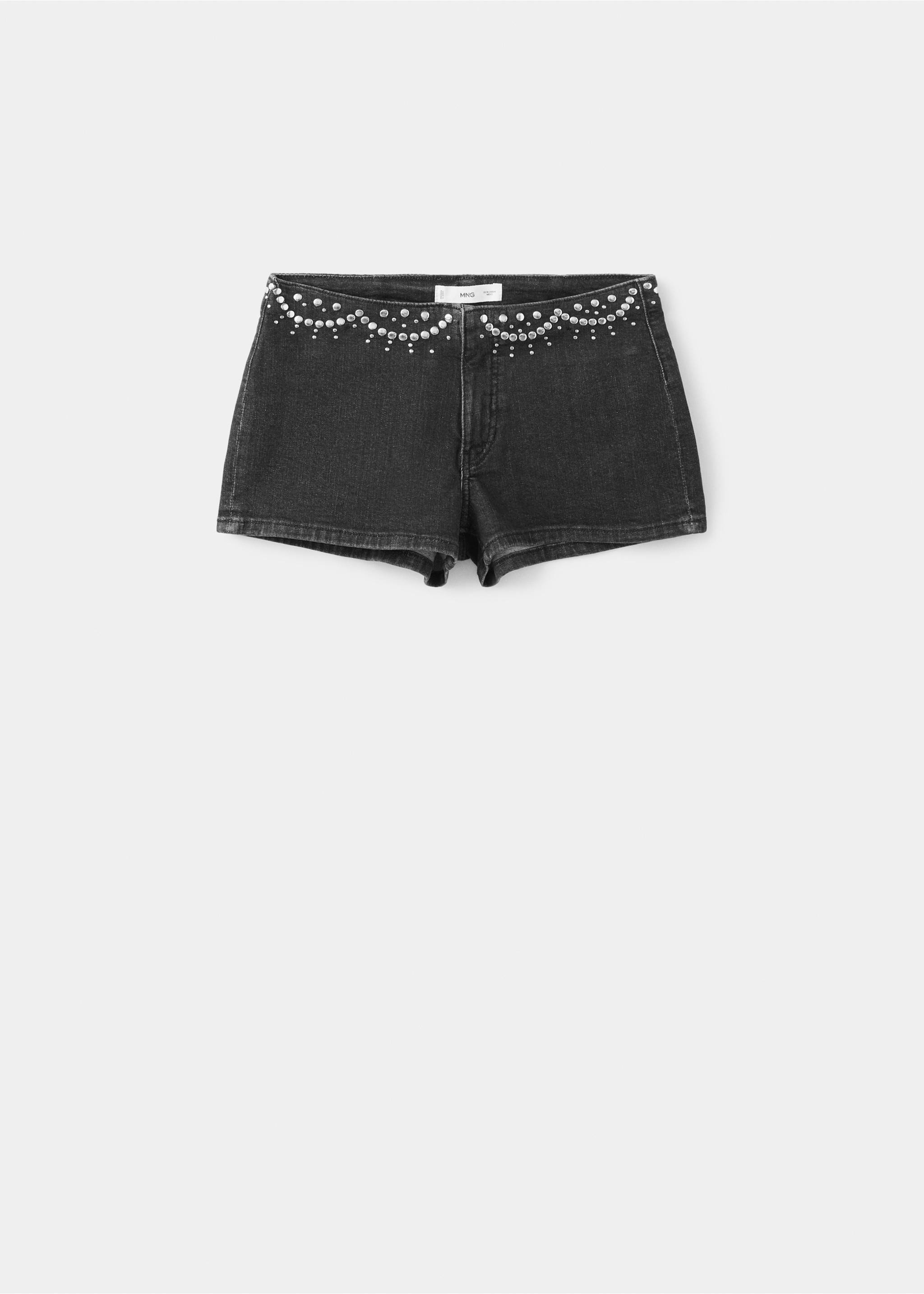 Mini short à taille croisée - Article sans modèle, Black denim. Ref: 37001415-00.