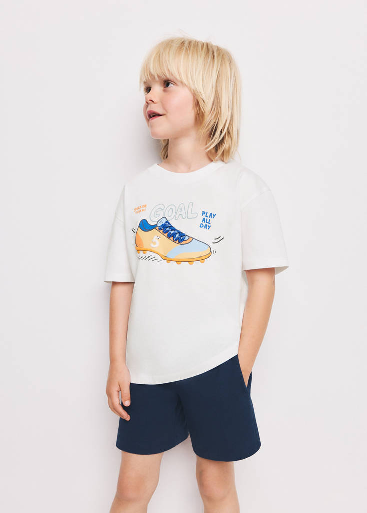 Printed cotton-blend t-shirt — White