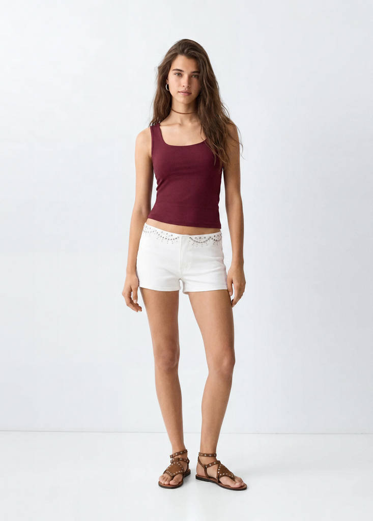 Square-neck strappy top — Burgundy