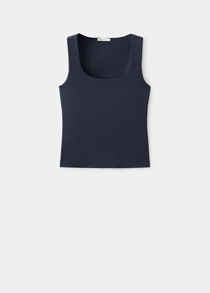 Square-neck strappy top — Navy
