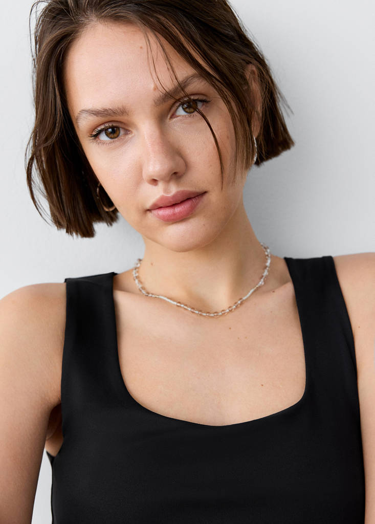 Square-neck strappy top — Black