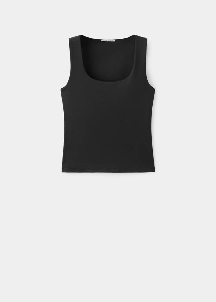 Square-neck strappy top — Black