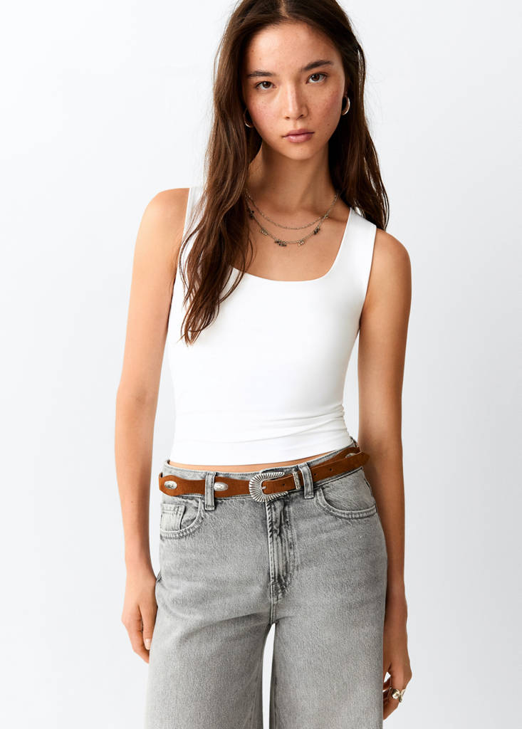 Square-neck strappy top — Off White