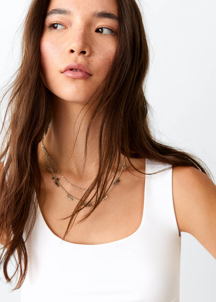 Square-neck strappy top — Off White