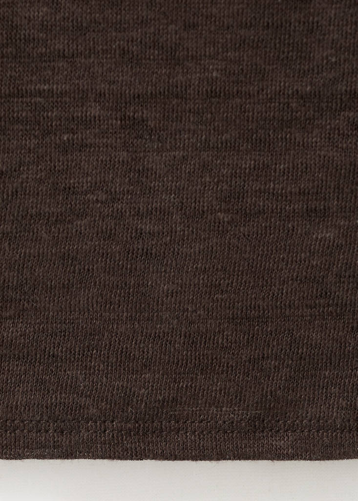Linen top with draped neck — Brown