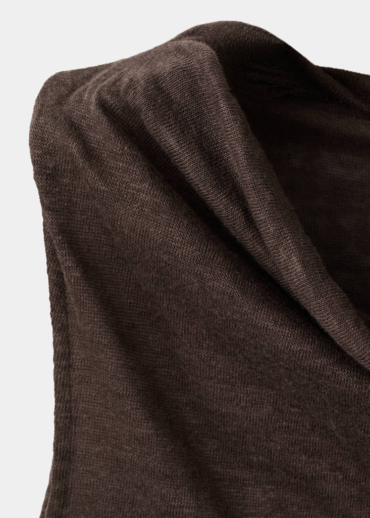 Linen top with draped neck — Brown