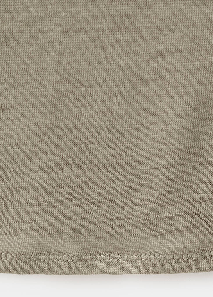 Linen top with draped neck — Khaki
