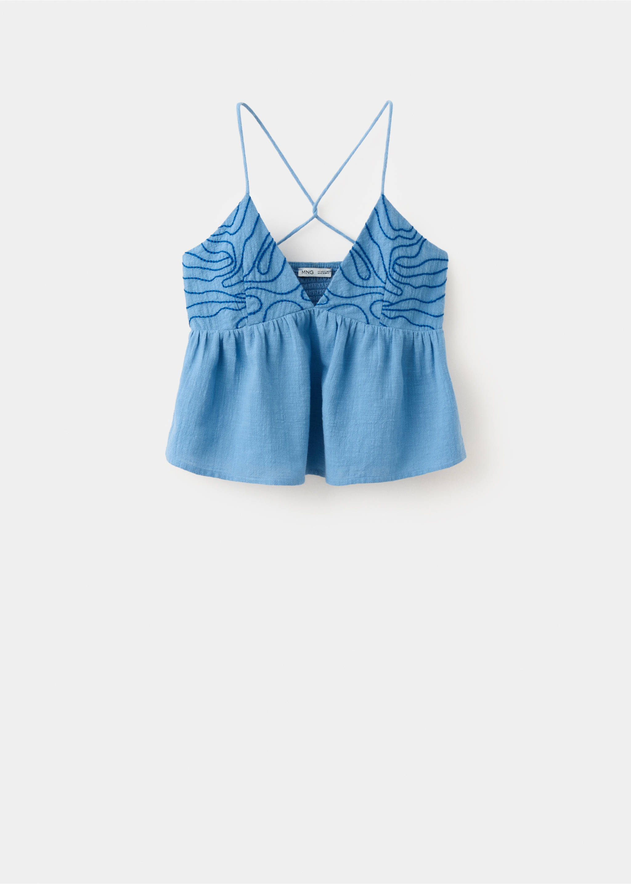 Top with embroidered details - Article without model, Blue. Ref: 37001422-00.