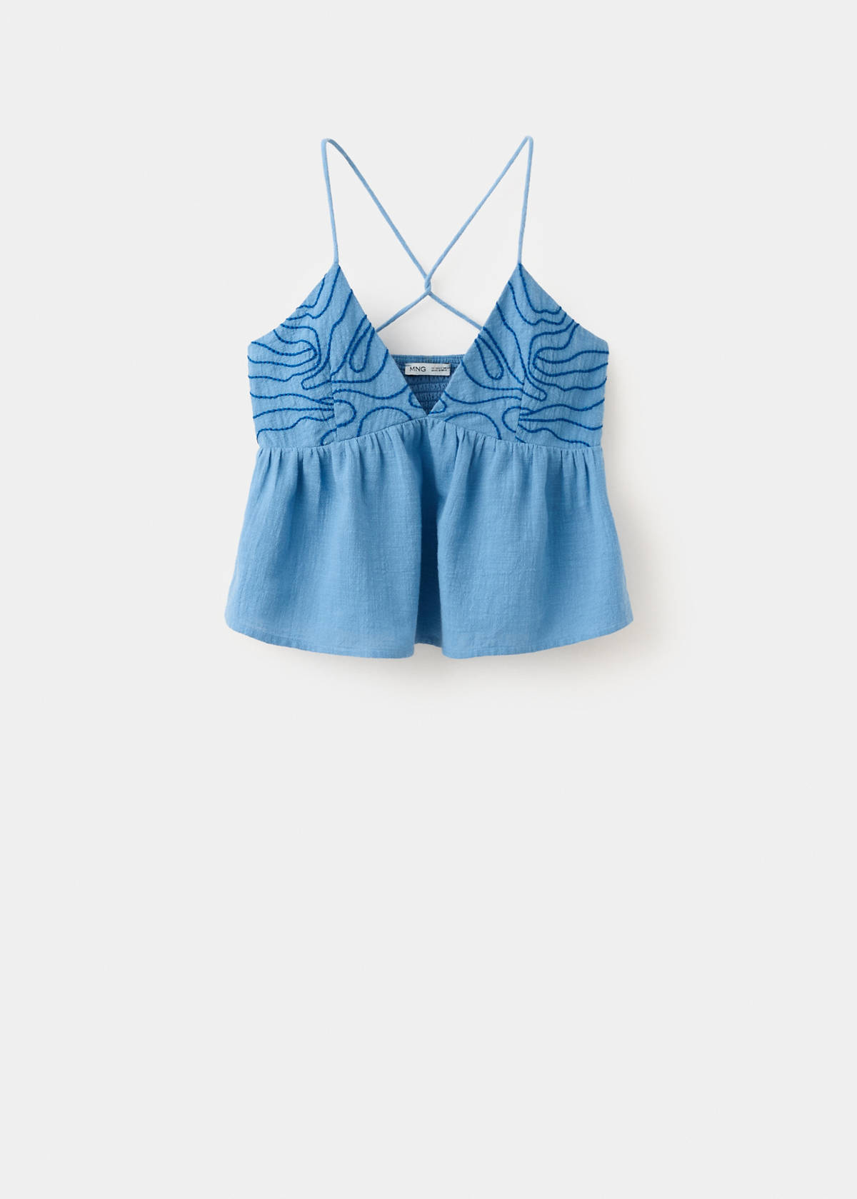 Top with embroidered details — Blue