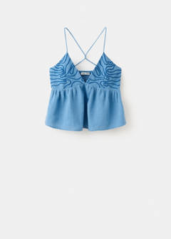 Top with embroidered details — Blue 3