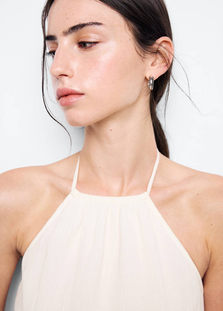 Halter top with ruffled detail — Off White