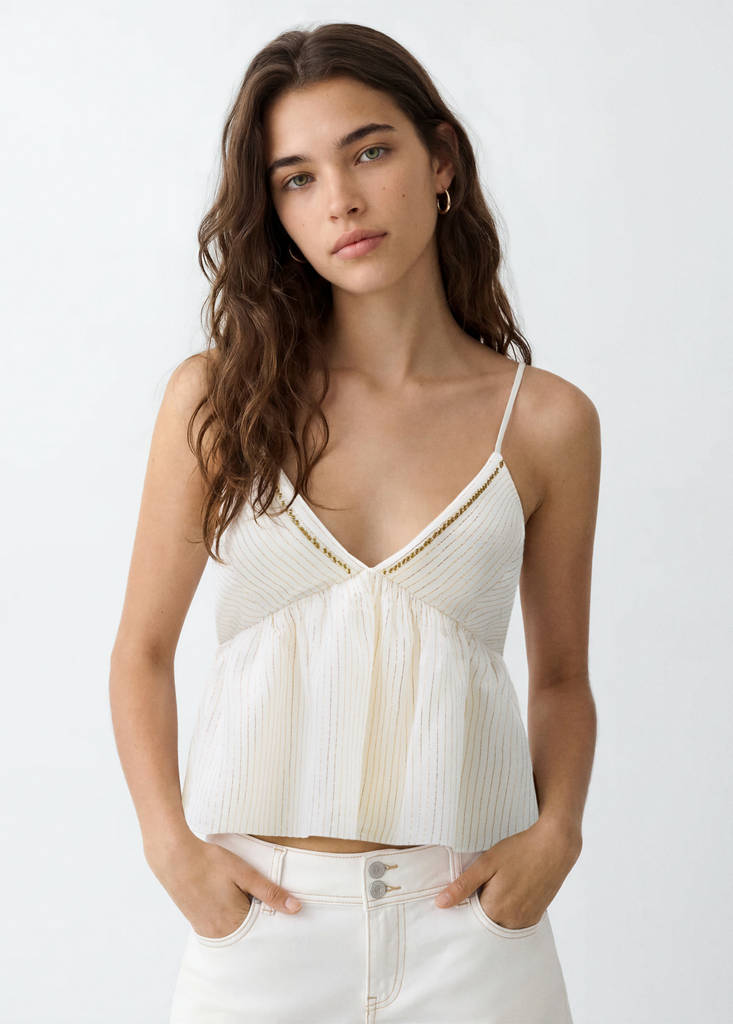Top with embroidered details — Off White