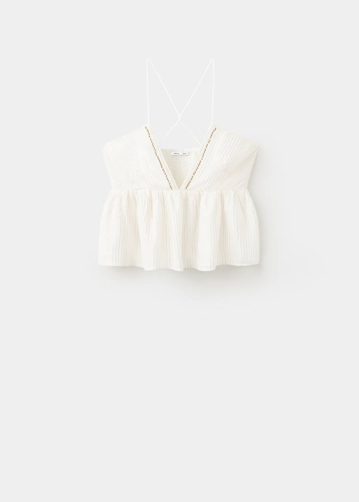 Top with embroidered details — Off White