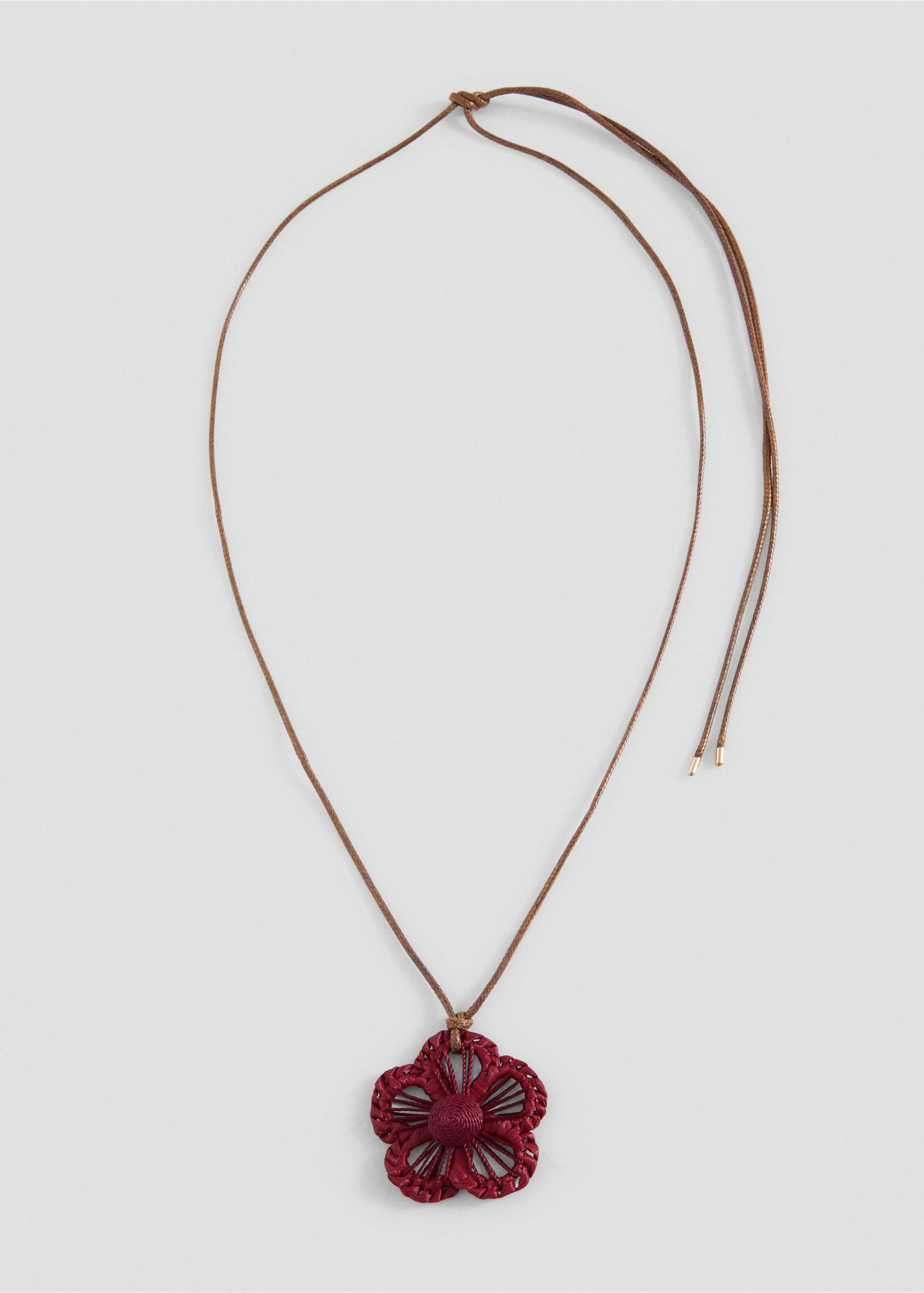 Raffia flower necklace - Article without model, Maroon. Ref: 37001432-00.