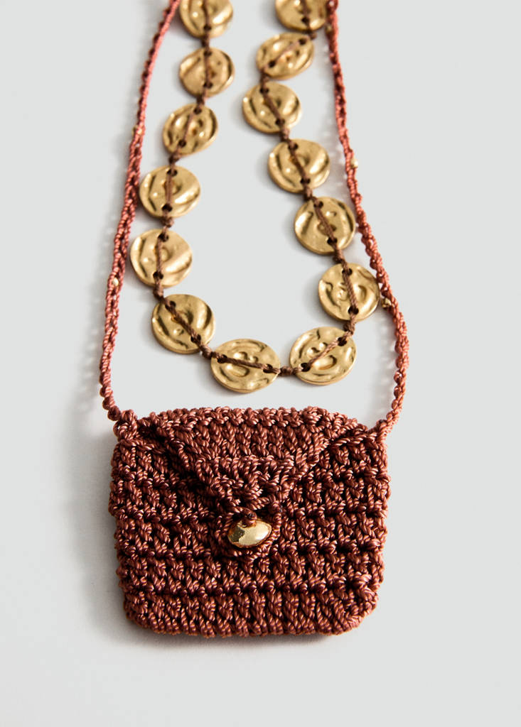 Set of 2 combined knit necklaces — Gold