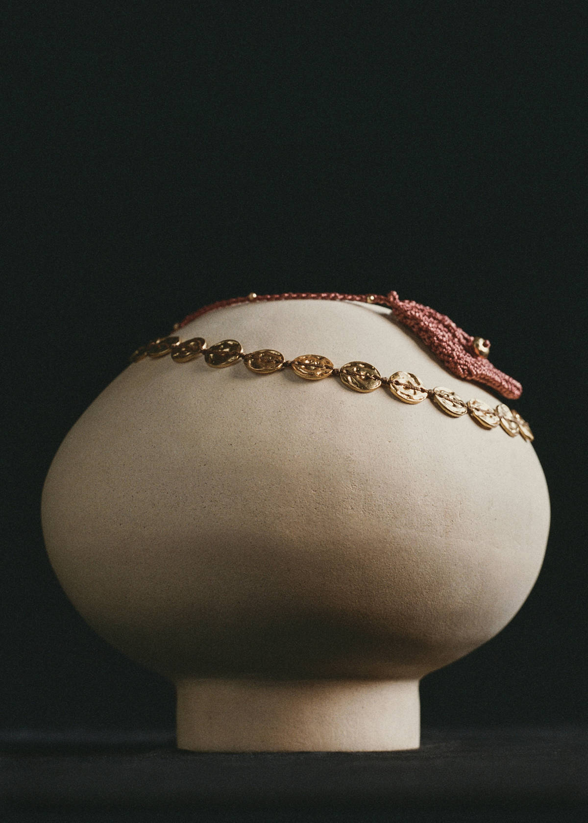 Set of 2 combined knit necklaces — Gold