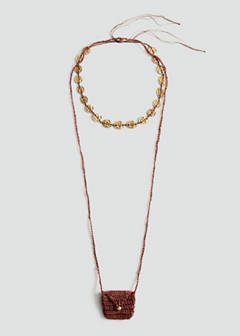 Set of 2 combined knit necklaces — Gold 1